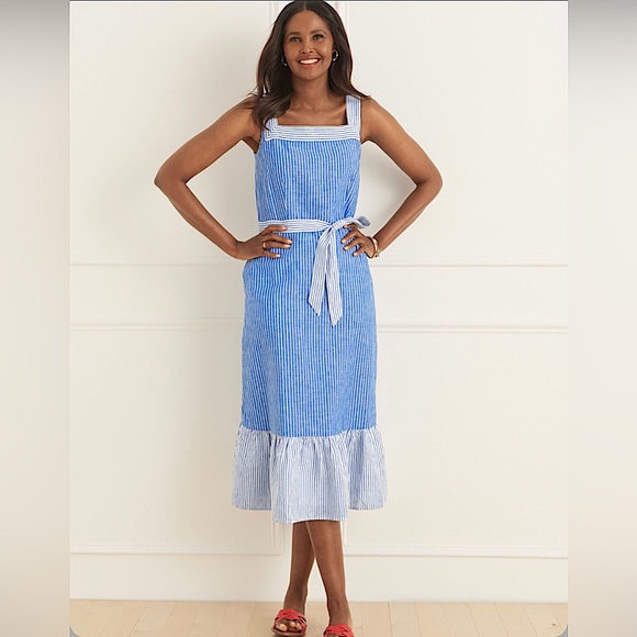 Talbots Dresses & Skirts - Cottagecore LINEN tie waist A-Line dress pockets concealed zip by Talbots 20 W